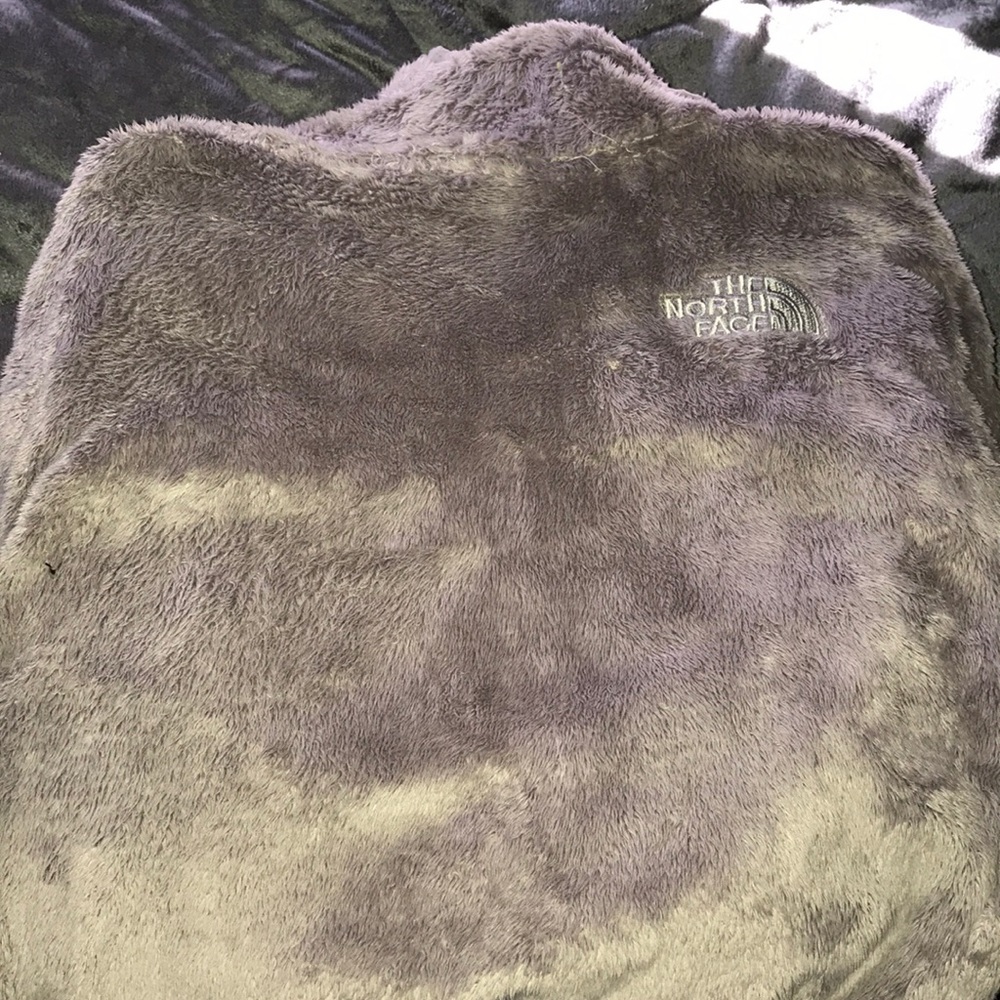 Fuzzy grey north face jacket